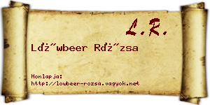 Löwbeer Rózsa névjegykártya